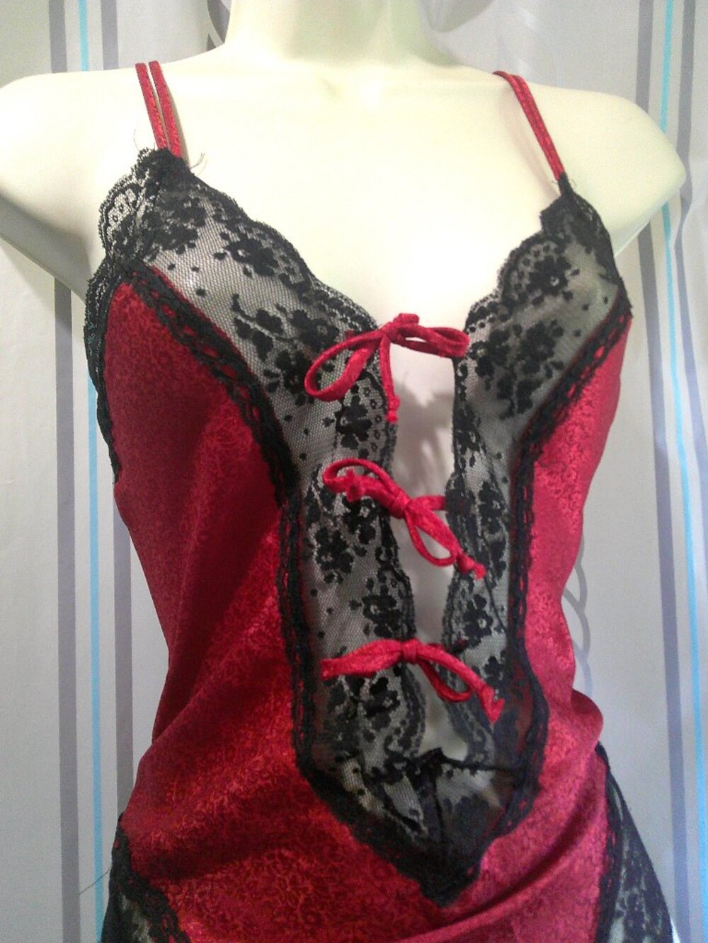 "Victoria's Secret" Gold Label Brocade Satin & Lace Teddy Lingerie Sz M